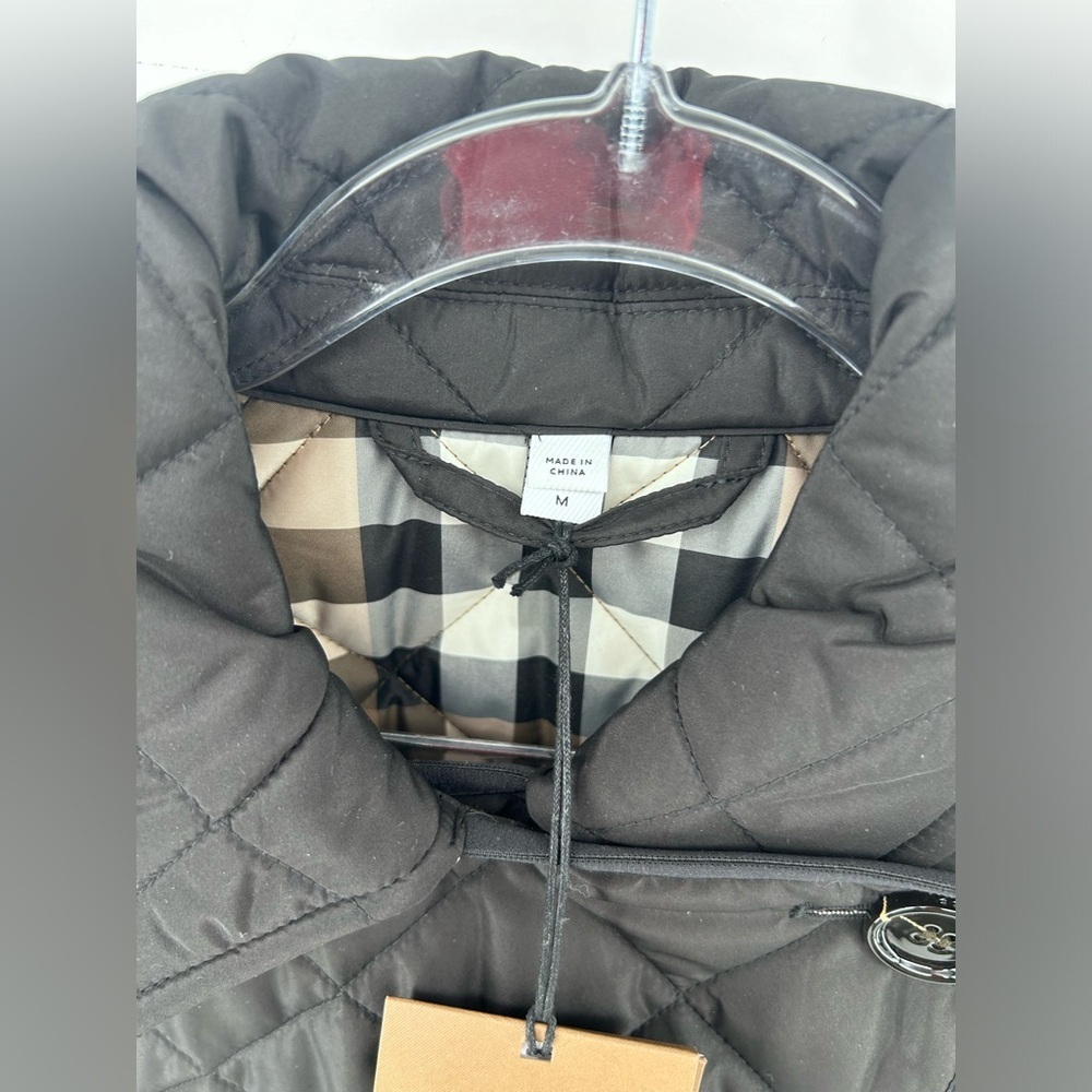NWT $1350 Burberry Women’s Tything Diamond Quilted Double Coat Black Size M - Picture 4 of 16